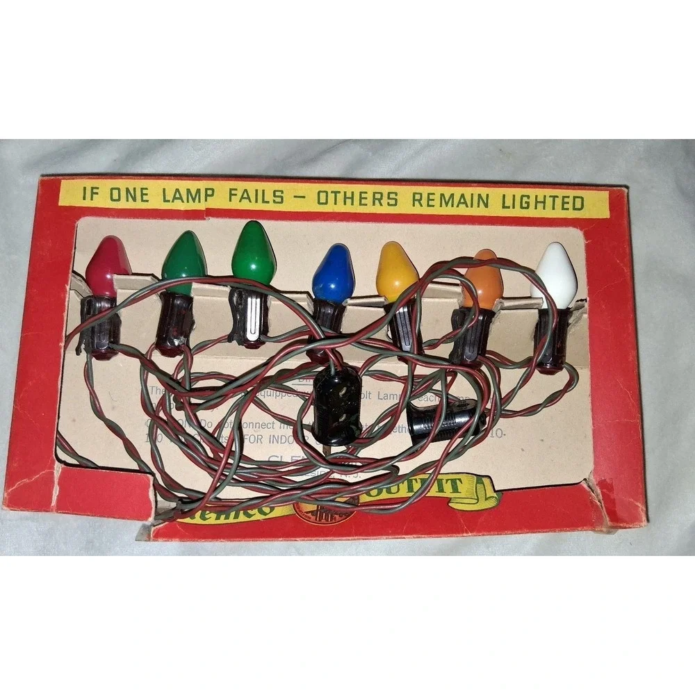 Vintage ClemCo 7 Light Christmas Tree Light Set w/ Original Box Working